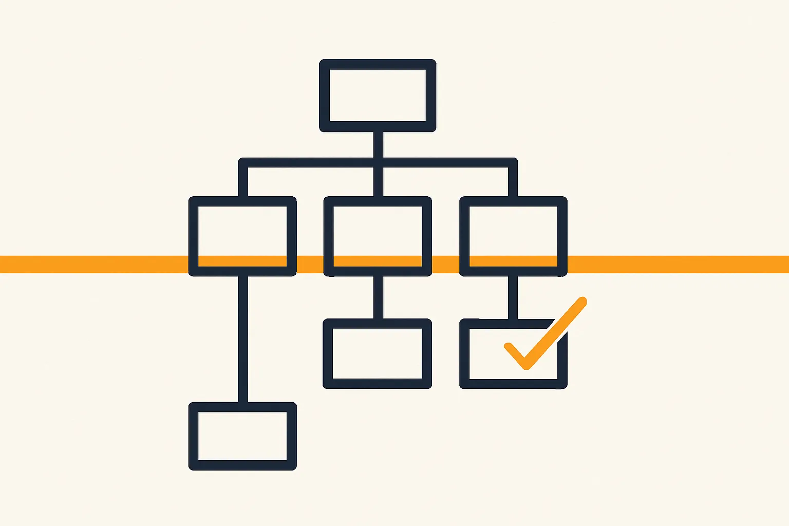 Diagnostic scan-line overlay on a site-structure diagram